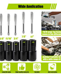 Heavy Duty Large Tap Socket Set 5 Piece Adapter Kit Fits 5/8, 11/16, 3/4, 7/8, and 1 Inch Taps, 1/2 Inch Drive with images of use