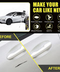 Before and after using Quicksilver PN00 Touch Up Paint Pen And Brush Kit For Tesla With Spot On Color Match Scratch Repair 2 In 1 Car Scratch Remover