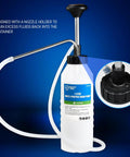 Smotive Pro 1 Litre oil transfer pump with white bottle, metal plunger, and flexible hose