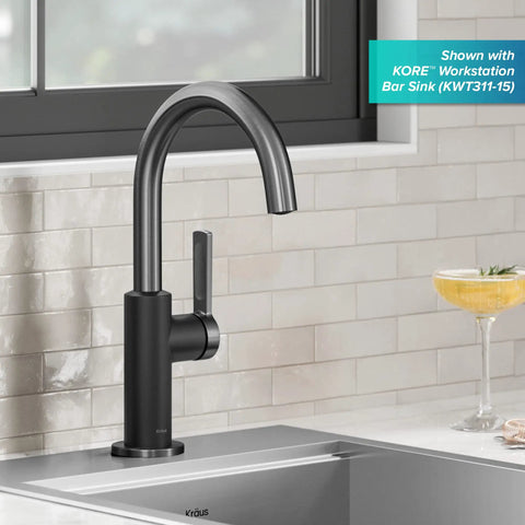 Oletto Single Handle Kitchen Bar Faucet In Matte Black And Spot Free Black Stainless Steel Finish For Kitchen Sinks