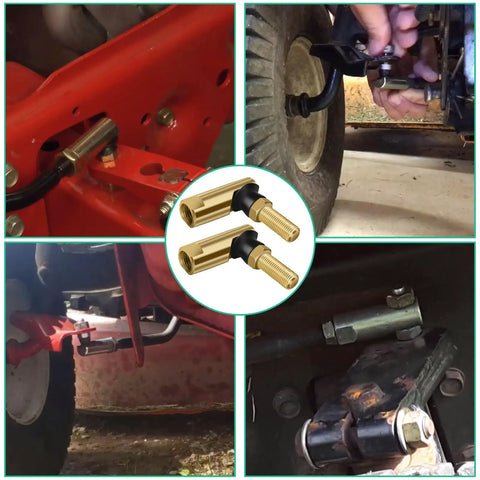 Tractor Ball Joint Replacement 2 Pack Kit For OEM 7230448 9230448 7230448A 9230448A 1120917 With Female Seven Sixteenths Inch Thread And Male Three Eighths Inch Thread Compatible With MTD Cub Cadet Toro Murray Troy Bilt installed on tractor steering linkages