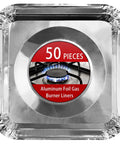 Disposable Stove Burner Liners Pack Of 50 Square 8.5 Inch Gas Rangetop Protectors Cooktop Covers with foil detail
