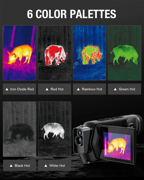 6 color palettes on a 2-In-1 Thermal Monocular With 256x192 Resolution, 11mm Focal Lens And 12 Micron Infrared Detector