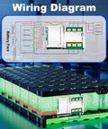 Wiring diagram for No Fuss Smart Battery Management Board 4S To 8S Range 12V To 24V Pushing 300 Amps with battery pack.