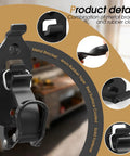 Close-up of Shovel Mount For Roof Rack And Truck Bed Off Road Shovel Holder With Eight Piece Quick Fist Clamp Kit Fits 0.67 To 1.57 Inch Diameter Tools Black For Tough Use On Trails, showing metal bracket and rubber clamp details.