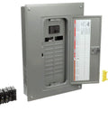 Homeline 100 Amp 20 Space 40 Circuit Indoor Main Plug On Neutral Breaker Load Center Value Pack with Cafi Breakers open view