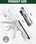 EDC 12 In 1 Multitool for Outdoors and Adventure Built Tough for Everyday Carry showing size and tool details