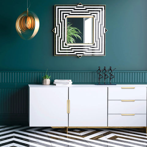 Modern room with white cabinet featuring gold edge finger pulls for cabinets 6 inch set of 10 aluminum concealed tab drawer handles.
