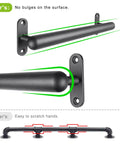 Hardcore 16 Inch Wall Mount Metal Handrail For Stairs showing smooth matte black finish and mounting hardware for easy installation.