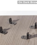 5mm L Shaped Shelf Pins For Wood Shelving 8.2mm Pin Length Cabinet Support Pins Bracket Style Clips on dark brown surface
