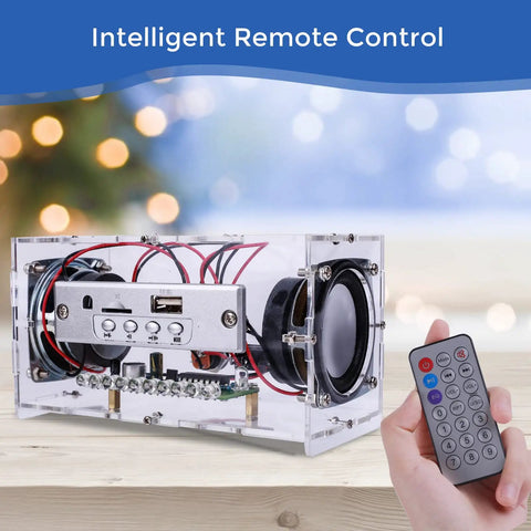 DIY Bluetooth Speaker Kit With USB Mini Stereo Amplifier Soldering Kit LED Lights Transparent Case with remote control