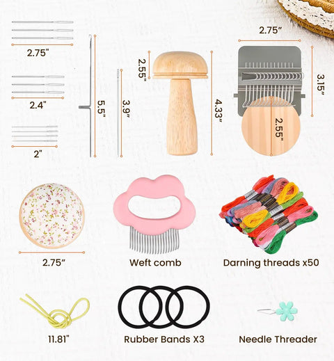 Mini Darning Loom Patch Kit For Jeans And Socks Repair Includes Speedweve Patchmaker Style Darning Loom Mushroom Wood Tool
