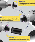 Kick Your Auto Repair Game Up With These Tough Low Profile Impact Socket Adapters From 3/8 To 1/2 Inch Featuring Magnetic Drive And High Temp Quench Steel For Tight Spot Jobs. instructional image of 3/8 to 1/2 impact socket adapter
