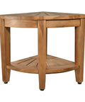 Shower Bench And Corner Stool Set In Solid Teak Wood For Indoor Outdoor Use, 18 Inch Bath Spa Stool, All Teak Wood Corner Seat