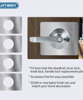 Door Reinforcement Plate Kit 4 Pcs Stainless Steel SS304 Backplate For Knob And Deadbolt Repair on wooden door with handle.