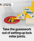 Grab This Knockout Lock Miter Router Bit For Flawless Woodworking Joints With Zero Sweat Setup And A Pro Grade Half Inch Shank That Guarantees Dead On Cabinet Alignment Every Single Project, shown with gauge setup.