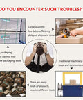 Image showing packaging challenges with large items, highlighting the need for Heavy Duty Automatic Hot Melting Strapping Machine For Portable Rechargeable Electric Banding Tool.