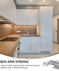 Heavy Duty Hydraulic Soft Close Cabinet Hinges With Rock Solid Buffer Dampers Crafted From Quality Cold Rolled Steel To Keep Kitchen Cupboards Gliding Smooth And Totally Slam Free in modern kitchen setting.