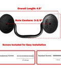 Vintage Oil Rubbed Bronze Bail Drawer Pulls Set Of 6 showing detailed dimensions and included screws for installation.