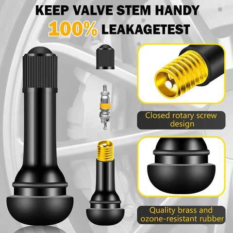 Tubeless Tire Valve Stems Set Of 100 Pieces TR412 TR413 TR414 Rubber Black Snap In Valves For 0.453 Inch Rim Holes