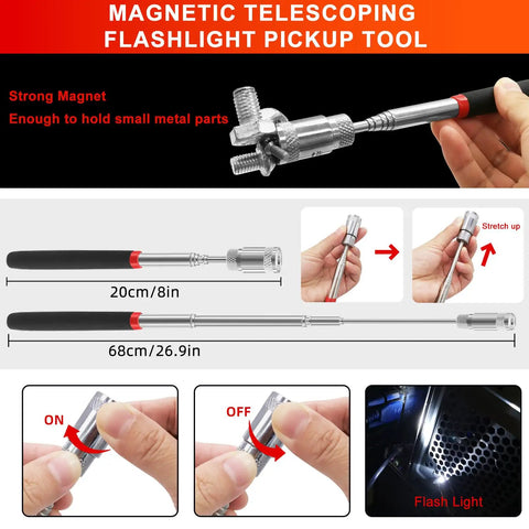 Pro Grade 13 Piece Precision Pick And Hook Tool Set With Clip Removal Pliers Rivets Puller Fastener Remover Telescoping Magnetic Pickup Gasket Scraper For Electronics Maintenance And Automotive Repair