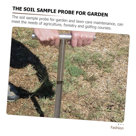 Soil Sampling Tool With T-Handle, Stainless Steel Core Probe for Contractors and DIY Farmers in use on dirt field