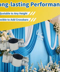 Two Pack Adjustable Pipe And Drape Clamps For 1.5 To 2 Inch Brackets Backdrop Stand shown installed on a wedding backdrop setup