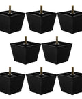 Anti Wobble 8 Pack Square Furniture Legs With Threaded Studs Height Adjustable Black Plastic Cabinet Support Feet
