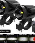 Brutally Bright Motorcycle LED Headlight Add-On Beam For Scooters ATVs And UTVs 12-80V Voltage Spotlights To Crush The Night And Ride Like A Boss With Total Visibility On Any Road Condition, black aluminum, with clamp mount and switch