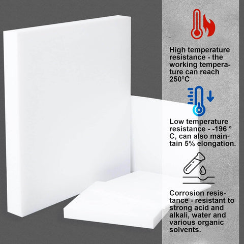 Virgin PTFE Sheet 200mm By 200mm, 3mm Thick Nonstick Teflon Sheet For Gaskets Seals Liners And Bearings, temperature resistant