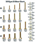 Ultimate Bolt Kit For Repairs And Projects 1000Pcs Galvanized M4 To M8 Metric Hex Bolts Yellow Zinc Alloy Steel Fasteners Durable Rust Resistant Threads Smooth Engagement For Home Garage Workshop And DIY Projects size chart with M4-M8 bolts