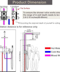 Boss Brushed Gold Shower Faucet Set With Ceiling Mount 8 Inch Rainfall Head System installation dimensions diagram