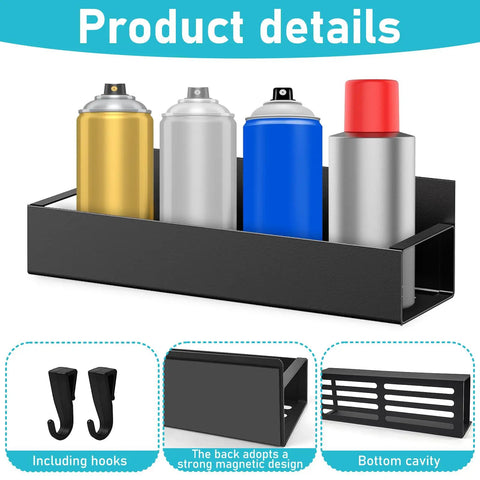 Magnetic Spray Can Holder Set Six Pack Wall Mount Rack For Spray Cans Paint Cans Bottles And Cleaners Easy Access Tool Organizer For Garage And Home Workshop Black Finish