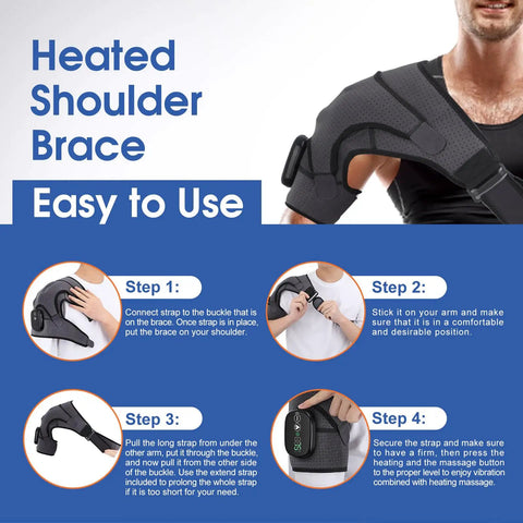 Step-by-step guide to using Cordless Shoulder Heating Pad With Vibration Massage Wireless Heated Shoulder Wrap for men and women.