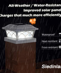 Solar Post Cap Lights Outdoor Glass Eight LEDs Two Color Modes For 4x4 5x5 6x6 Posts under rain highlighting durability