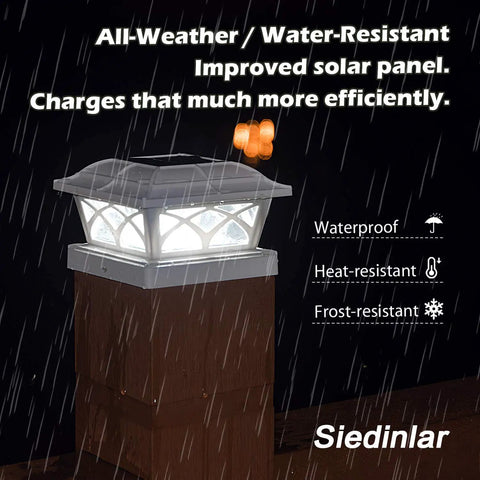 Solar Post Cap Lights Outdoor Glass Eight LEDs Two Color Modes For 4x4 5x5 6x6 Posts under rain highlighting durability
