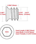 Diagram of 40Pcs 1/4-20 X 10mm Wood Threaded Inserts Fastener Kit with Hex Socket Drive and 6mm Hex Spanner for furniture DIY repairs.