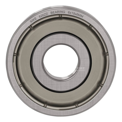 Deep Groove Ball Bearings 6x19x6mm 626ZZ Double Sealed Pre Lubricated For High RPM Chrome Steel ABEC 3 Built To Last Dual Seal High Precision Bearings 10 Pack, single bearing front view