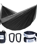 Parachute Nylon Hammock Single With 2 Tree Straps, ultra portable lightweight camp gear with carabiners and carrying bag