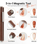 Close-up of 3-in-1 magnetic pen from Cat Eye Nail Magnet Set 10pc With 3 In 1 Magnetic Pen And Dual Head Wand for nail art.