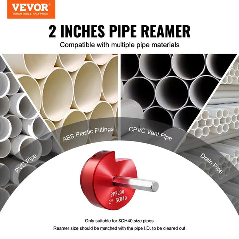 2 Inch Drill Mount Pipe Reamer Tool For Quick PVC And ABS Cleanup Knocks Out Stubborn Solvent Cement And Rough Burrs Fast Tough Aluminum Alloy Body Smashes Through Drain And Vent Line Jobs No Sweat At All
