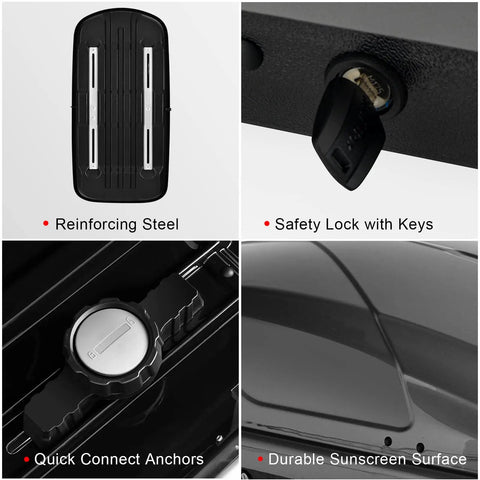 Rock Solid Rooftop Cargo Carrier Hard Shell Waterproof Gear Box Featuring Dual Side Opening Secure Key Lock Aerodynamic Quiet Ride Design Handles Hella Loads Without Skipping A Beat For Ultimate Road Trip Freedom