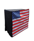 Waterproof 80 Qt Rolling Cooler Cart Cover For Patio Ice Chests Up To 34L By 20W By 32H Inches With American Flag Design 600D Polyester Fabric Water Resistant Backing Keeps It Dry