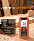 165ft Laser Tape Measure With Bubble Level for Quick, Pro Grade Accuracy and Easy Room Measurements, Digital Distance Tool for Home DIY, Renovations, and Construction Projects on workshop wood