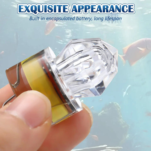 Close-up of diamond-shaped LED light from 12 Piece LED Underwater Fishing Lights Set Deep Drop Lights Waterproof Diamond Tubular Lures