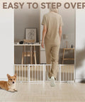 Short Dog Gate For Tiny Paws Under Fifteen Pounds With Foldable Four Panel Barrier Expands To Forty Eight Inches Wide Easy door and stair fix in white.