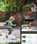 Outdoor WiFi PTZ Security Cam 1080P Waterproof With AI Human Detection And Color Night Vision Cloud And SD Card Storage Smart Alerts Easy App Control For Home Surveillance And Remote Monitoring capturing a child and dog in yard