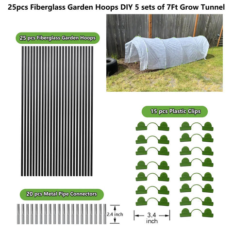 All Purpose Garden Hoop Kit With 5 Sets Of 7 Foot Fiberglass Hoops For Raised Beds Rust Proof Frame Garden Netting Greenhouse Kit