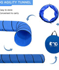 10 Foot Dog Agility Tunnel For All Breeds, Tear Resistant Oxford Cloth Training Tunnel with carry bag and 4 stakes, blue