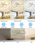 Dope Modern LED Ceiling Light Fixture With 6 Adjustable Ring Design, Flush Mount, Dimmable Color Changing White 60W Lamp With Remote